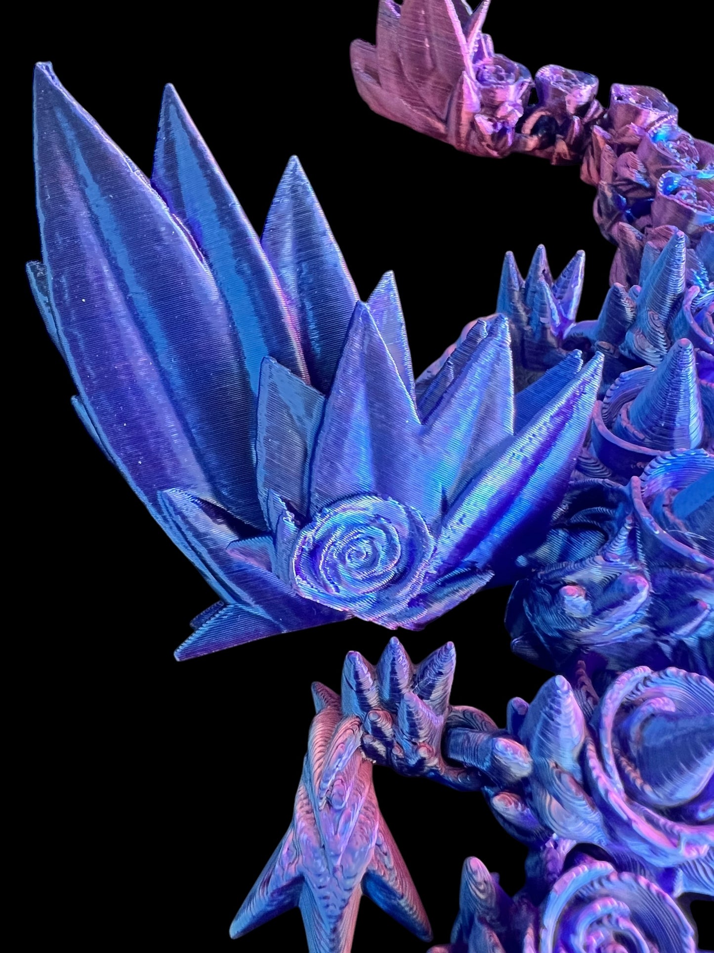 Purple Fantasies Rose 3D Printed Dragon