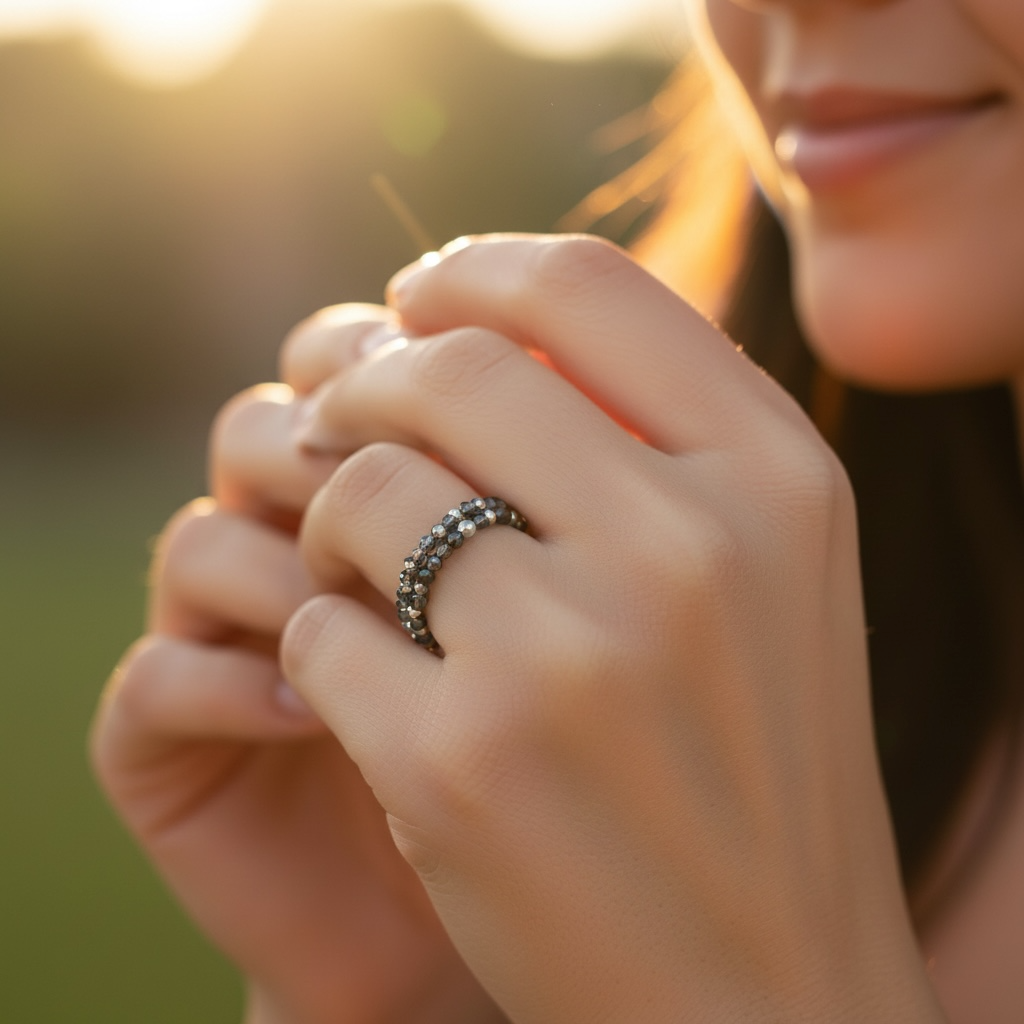 Moonstone Light Beaded Ring