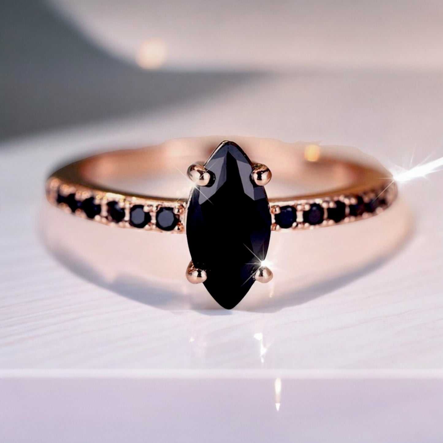 Vintage Black Beauty Agate Ring