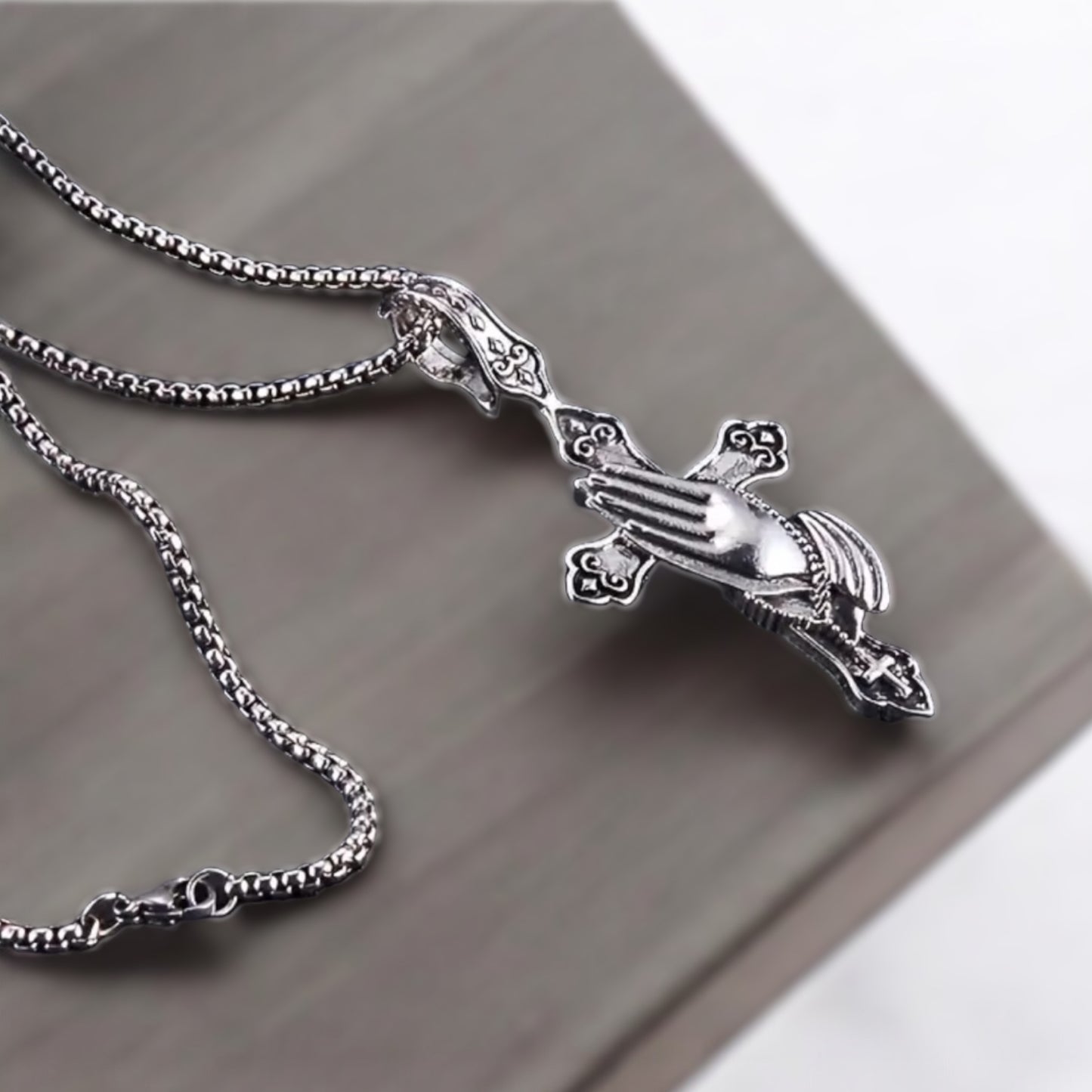 Hands In Prayers Mens Stainless Steel Necklace Necklace